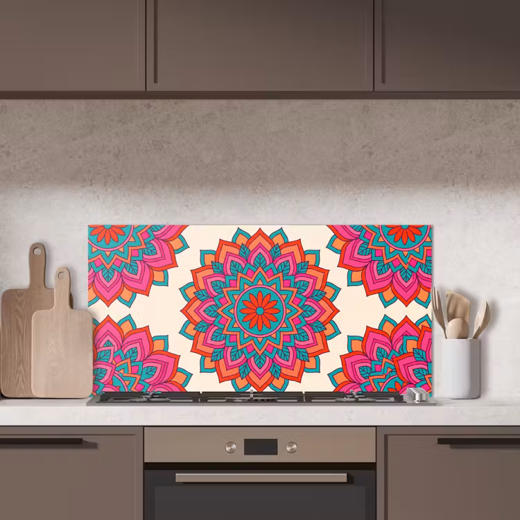 Mandala - Patroon - Abstract - Kleurrijk - Modern keuken achterwand spatscherm middel -sfeer2