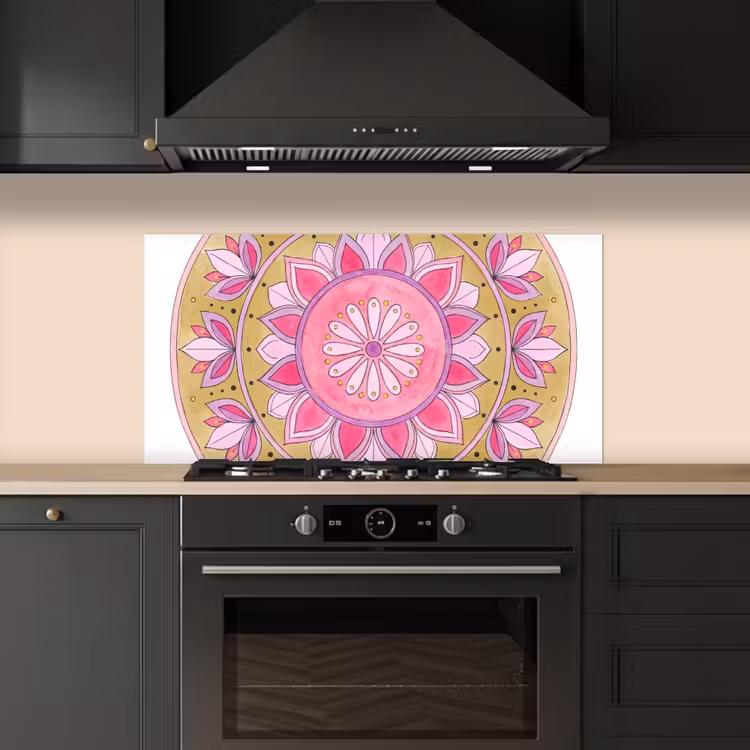 Mandala - Patroon - Kunst - Aquarel - Roze keuken achterwand spatscherm middel -sfeer1