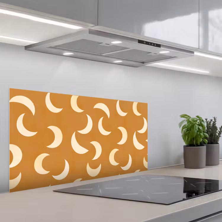 Manen - Patroon - Oker keuken achterwand spatscherm middel 899 -3d_schuin