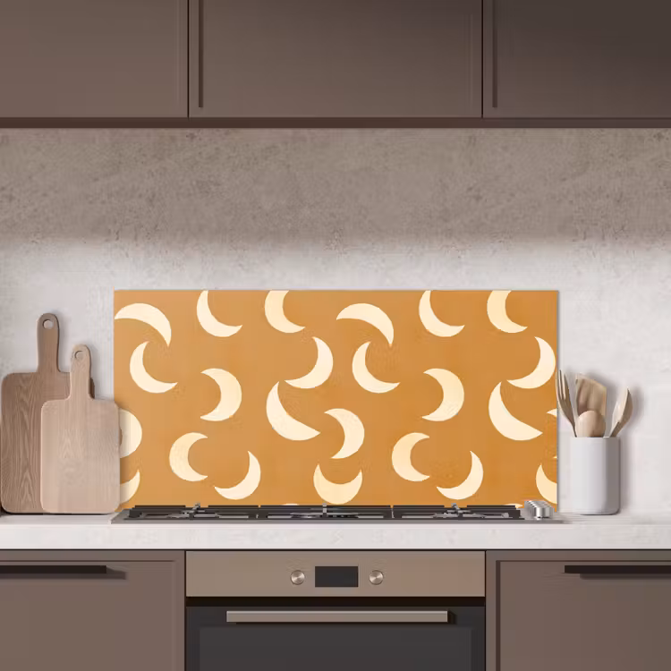 Manen - Patroon - Oker keuken achterwand spatscherm middel 899 -sfeer2