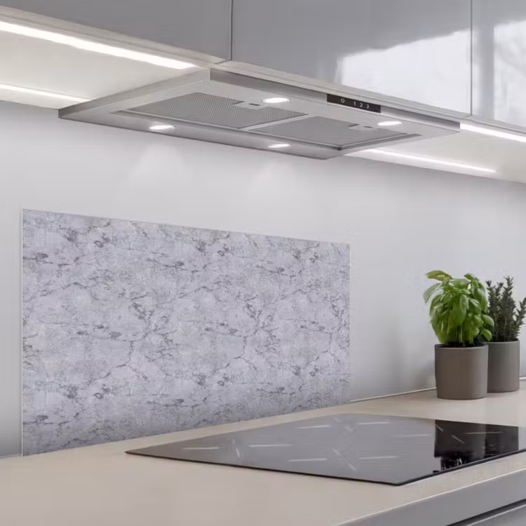 Marmerplaat - Patroon - Grijs keuken achterwand spatscherm middel 899 -3d_schuin