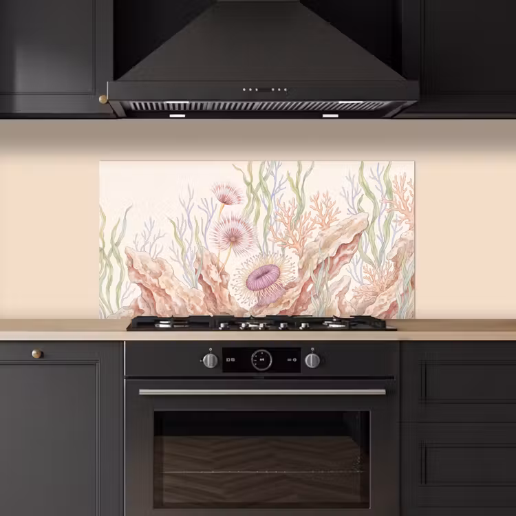 Zeeleven - Koraal - Onderwater - Illustratie - Kleurrijk keuken achterwand spatscherm middel -sfeer1