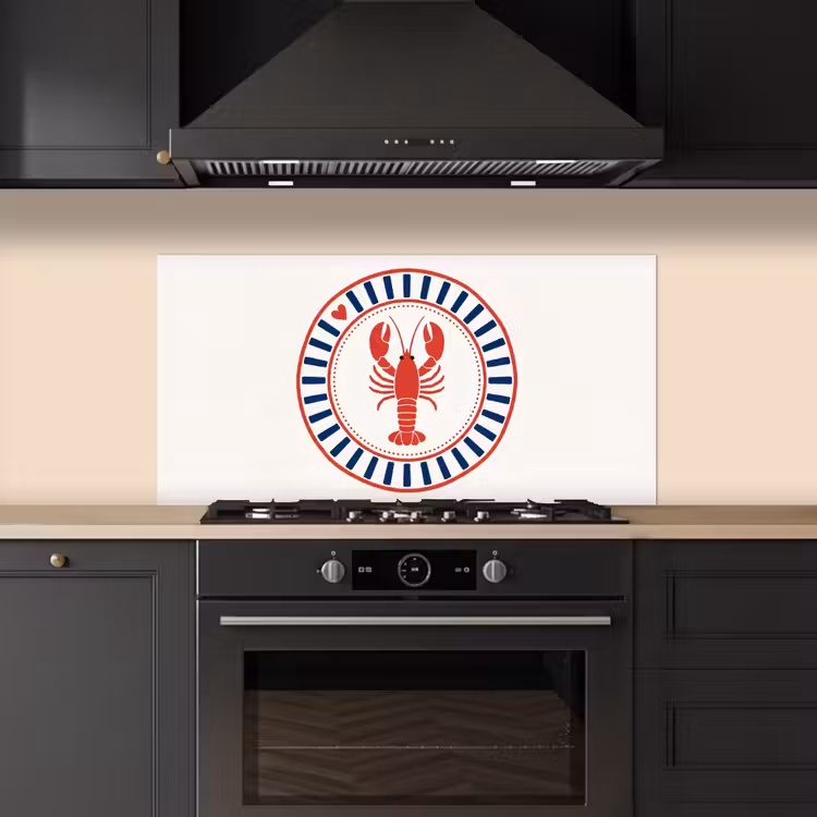 Zeeleven - Kreeft - Embleem - Grafisch - Rood keuken achterwand spatscherm middel -sfeer1