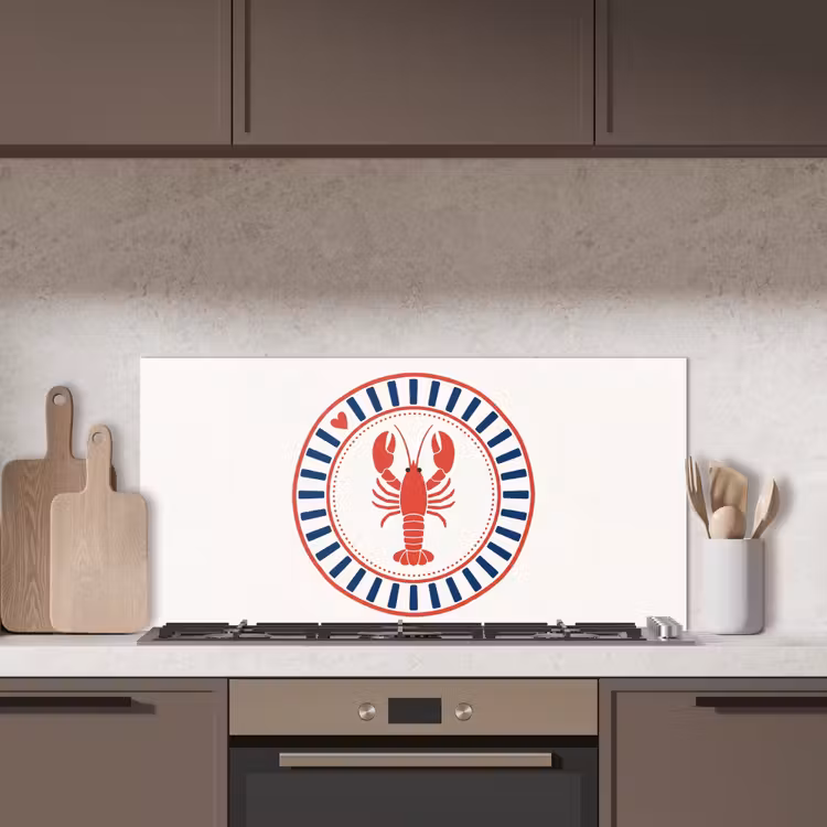 Zeeleven - Kreeft - Embleem - Grafisch - Rood keuken achterwand spatscherm middel -sfeer2