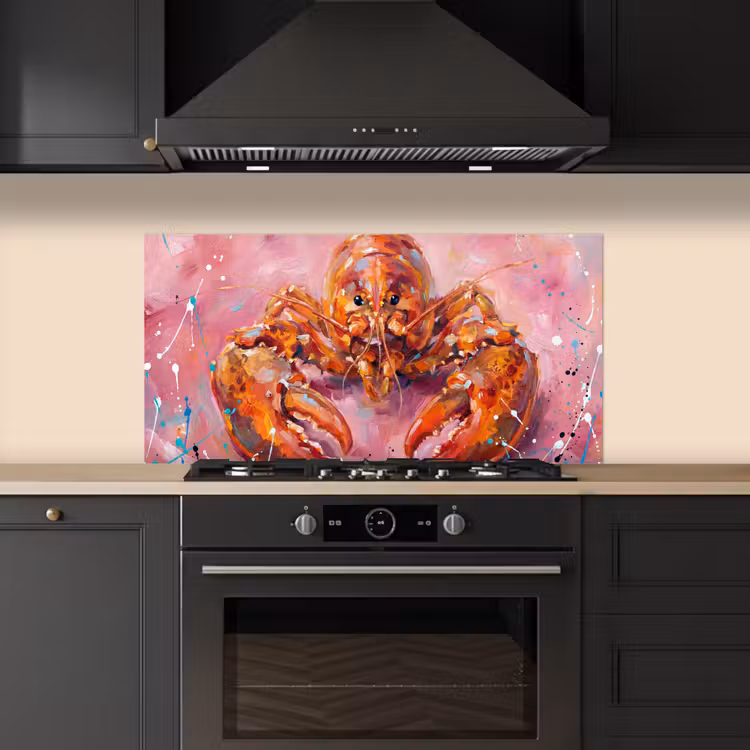 Zeeleven - Kreeft - Spatters - Abstract - Roze keuken achterwand spatscherm middel -sfeer1