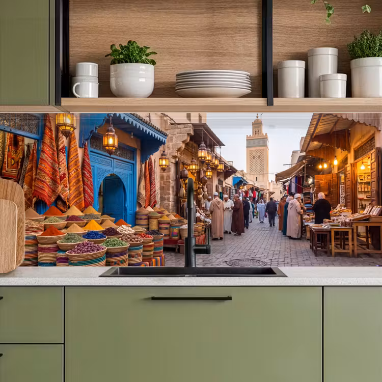 Kitchen Wall Splashback - Market - Oriental - Colorful - Markt - Oosters - Kleurrijk keuken achterwand 2 middel