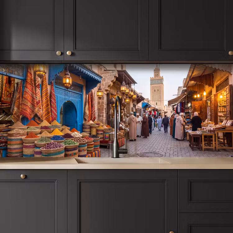 Kitchen Wall Splashback - Market - Oriental - Colorful - Markt - Oosters - Kleurrijk keuken achterwand 2 middel