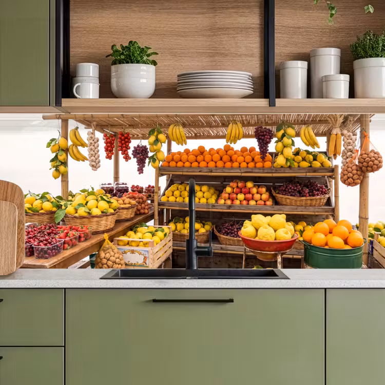 Kitchen Wall Splashback - Market Stall - Fruit - Fresh - Marktkraam - Fruit - Vers keuken achterwand 2 middel