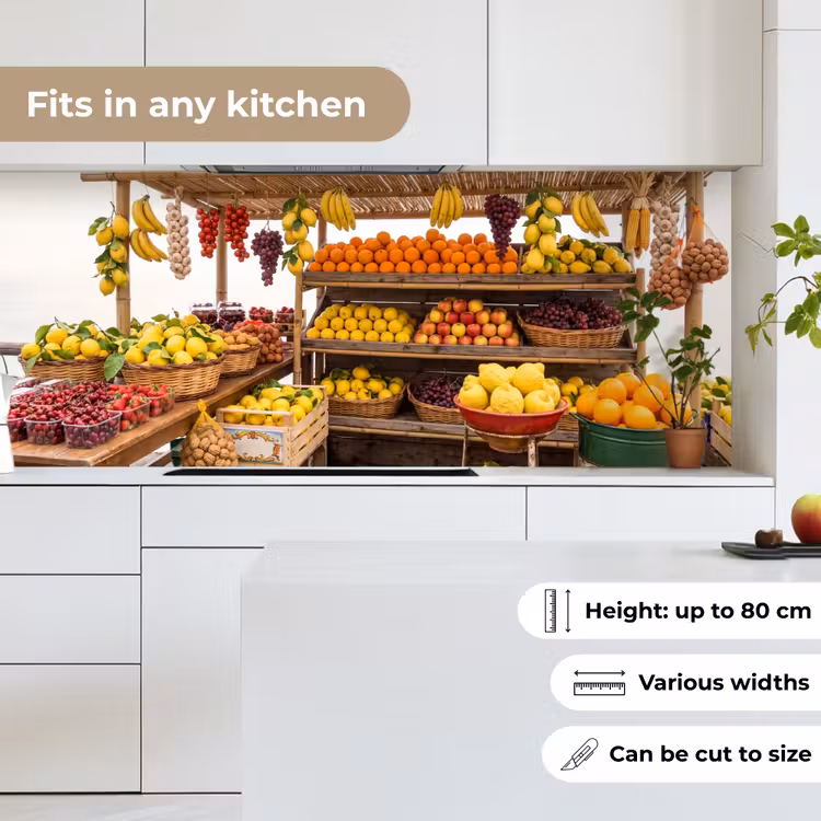 Kitchen Wall Splashback - Market Stall - Fruit - Fresh - Marktkraam - Fruit - Vers keuken achterwand 2 middel