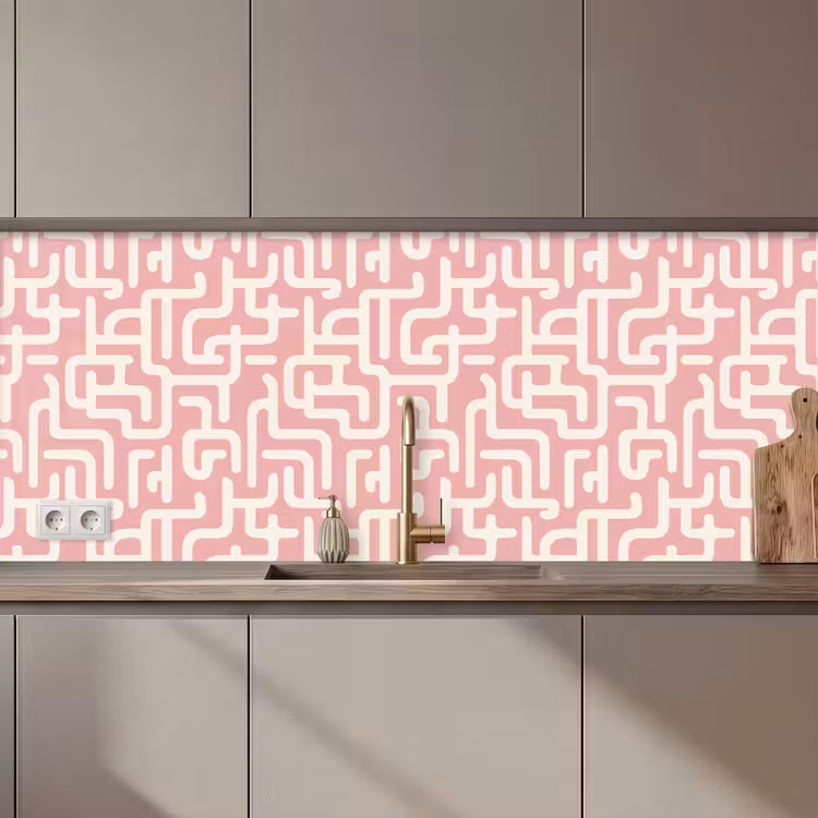 Doolhofpatroon - Roze - Wit - Abstract keuken achterwand 2 middel 871 zz_3dshopping