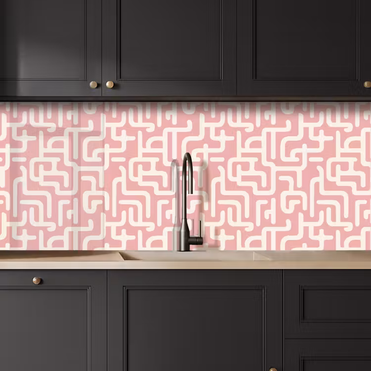 Doolhofpatroon - Roze - Wit - Abstract keuken achterwand 2 middel 871 -sfeer1