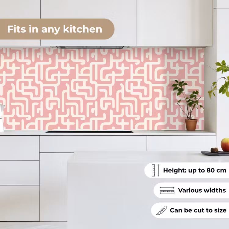 Doolhofpatroon - Roze - Wit - Abstract keuken achterwand 2 middel 871 -sfeer4_UK