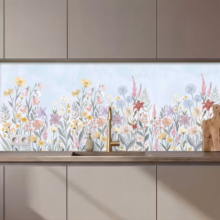 Weidebloemen - Illustratie - Kleurrijk keuken achterwand 2 middel zz_3dshopping