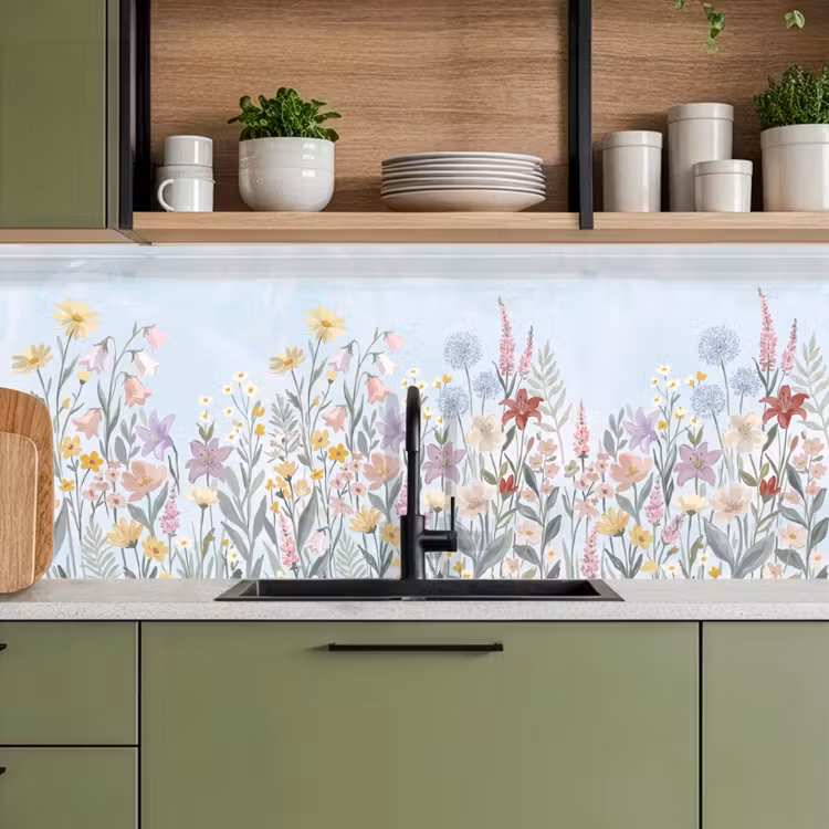 Weidebloemen - Illustratie - Kleurrijk keuken achterwand 2 middel -sfeer3