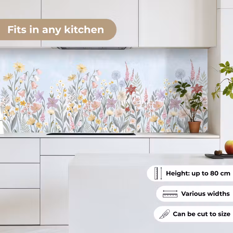 Weidebloemen - Illustratie - Kleurrijk keuken achterwand 2 middel -sfeer4_UK