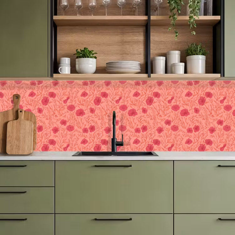 Weidebloemen - Romantisch - Roze keuken achterwand 2 groot 857 -sfeer3