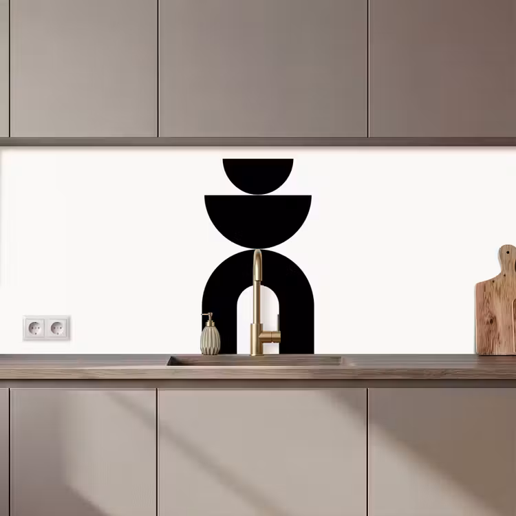 Kitchen Wall Splashback - Minimalist - Art - White - Minimalistisch - Kunst - Wit keuken achterwand 2 middel zz_3dshopping