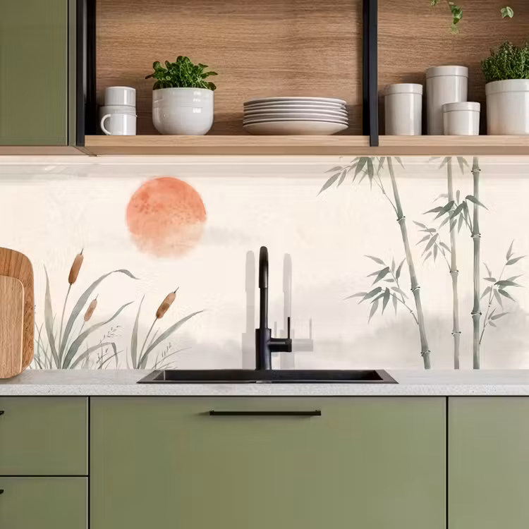 Minimalistisch - Bamboe - Groen keuken achterwand 2 middel -sfeer3
