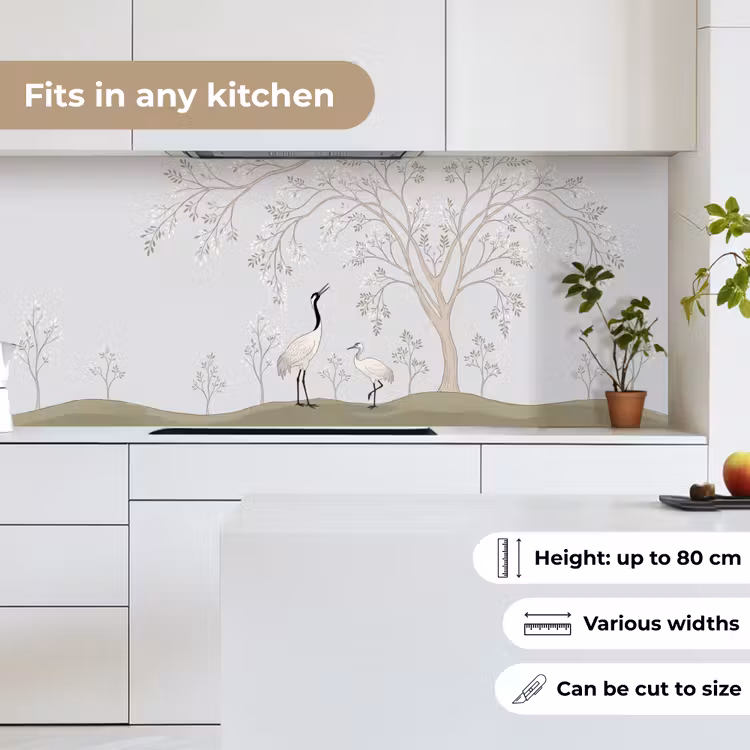 Minimalistisch - Kraanvogels - Blauw keuken achterwand 2 middel -sfeer4_UK