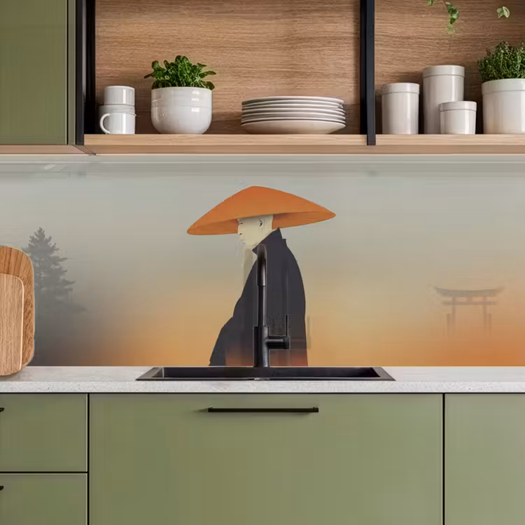 Minimalistisch - Silhouet - Oranje keuken achterwand 2 middel -sfeer3
