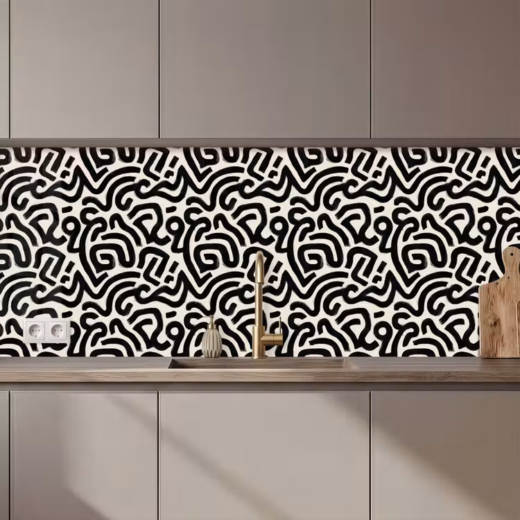 Modern - Abstract - Zwart keuken achterwand 2 middel 871 zz_3dshopping