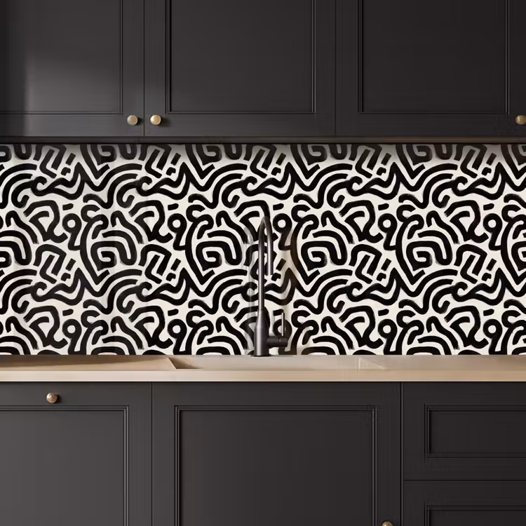 Modern - Abstract - Zwart keuken achterwand 2 middel 871 -sfeer1