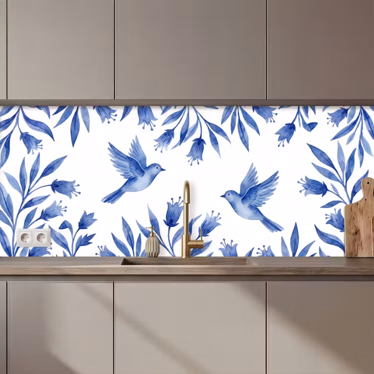 Modern - Vogels - Delfts - Blauw keuken achterwand 2 middel zz_3dshopping