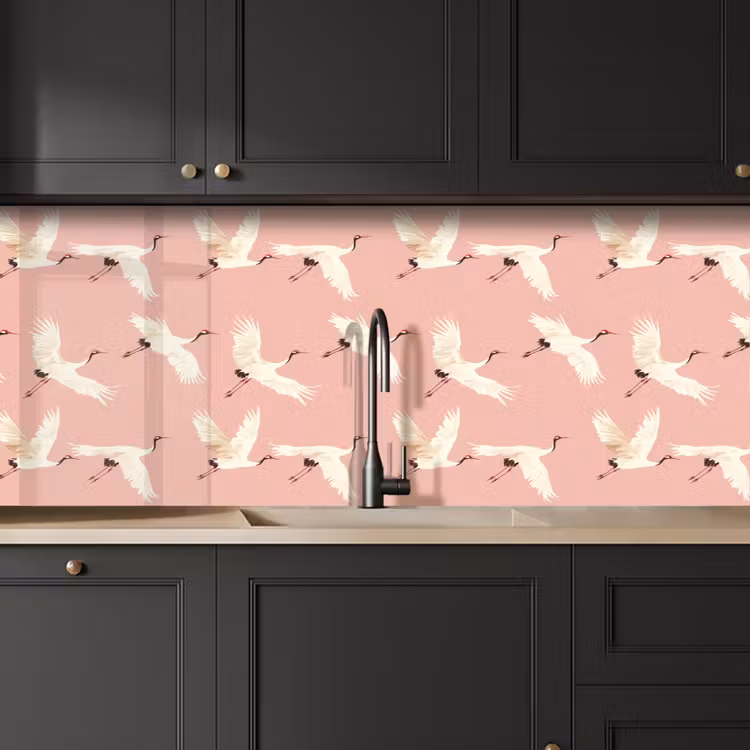 Modern - Kraanvogels - Roze keuken achterwand 2 middel 871 -sfeer1