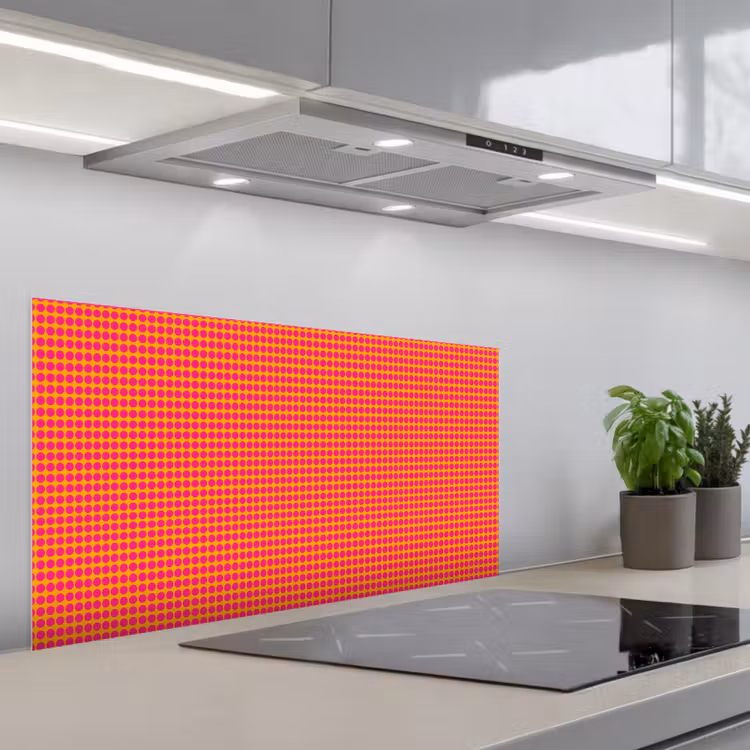 Modern - Stippen - Oranje keuken achterwand spatscherm middel 899 -3d_schuin