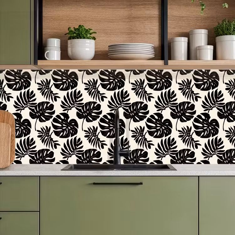 Modern - Monstera - Zwart keuken achterwand 2 middel 871 -sfeer3