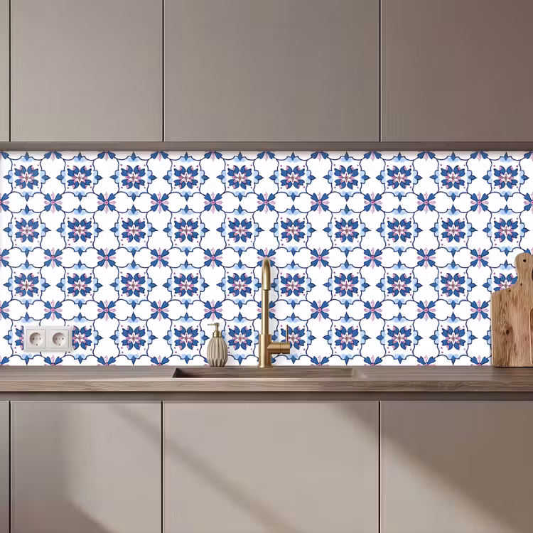 Modern - Patroon - Blauw - Roze keuken achterwand 2 middel 871 zz_3dshopping