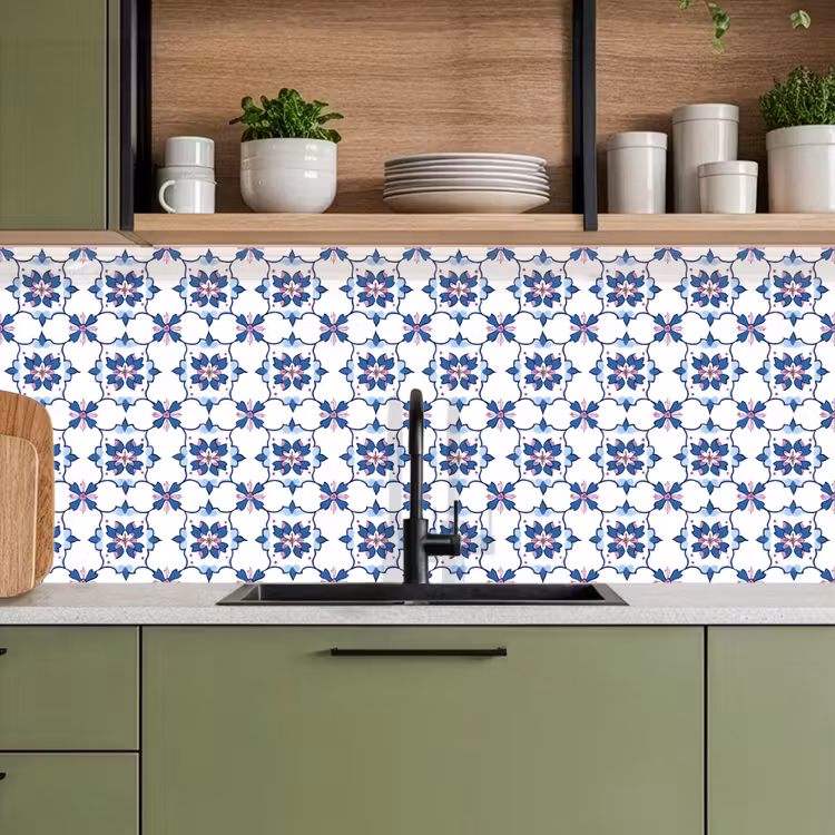 Modern - Patroon - Blauw - Roze keuken achterwand 2 middel 871 -sfeer3