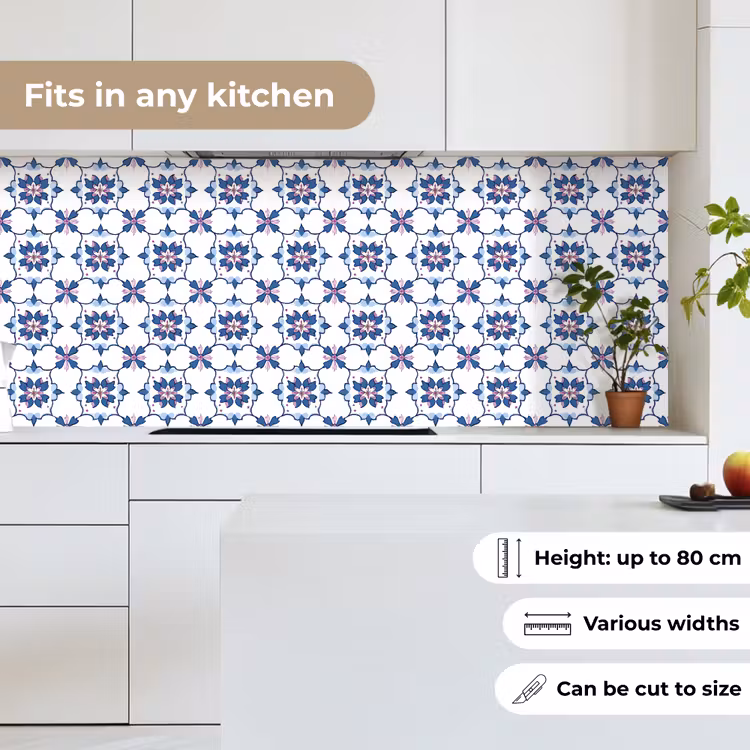 Modern - Patroon - Blauw - Roze keuken achterwand 2 middel 871 -sfeer4_UK