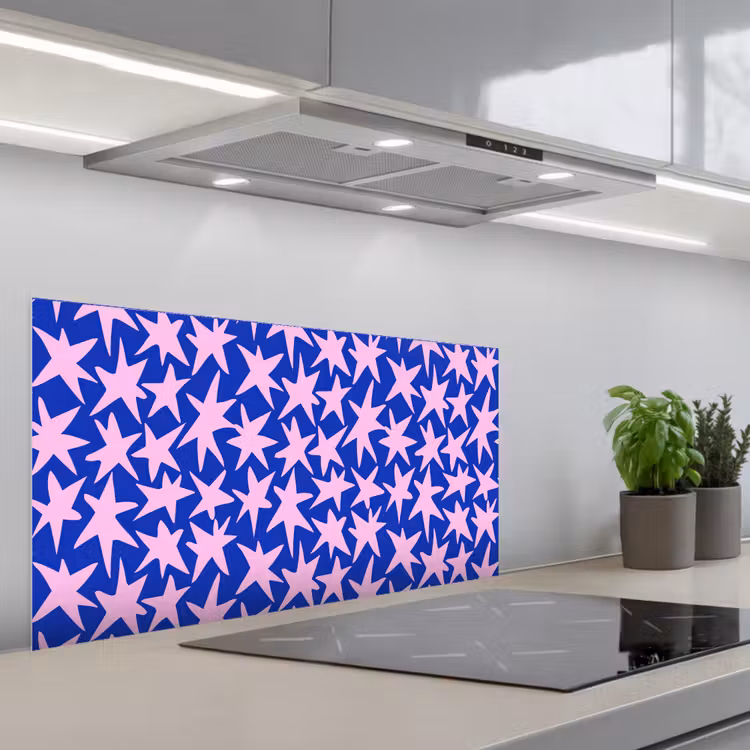 Modern - Sterren - Blauw keuken achterwand spatscherm middel 899 -3d_schuin