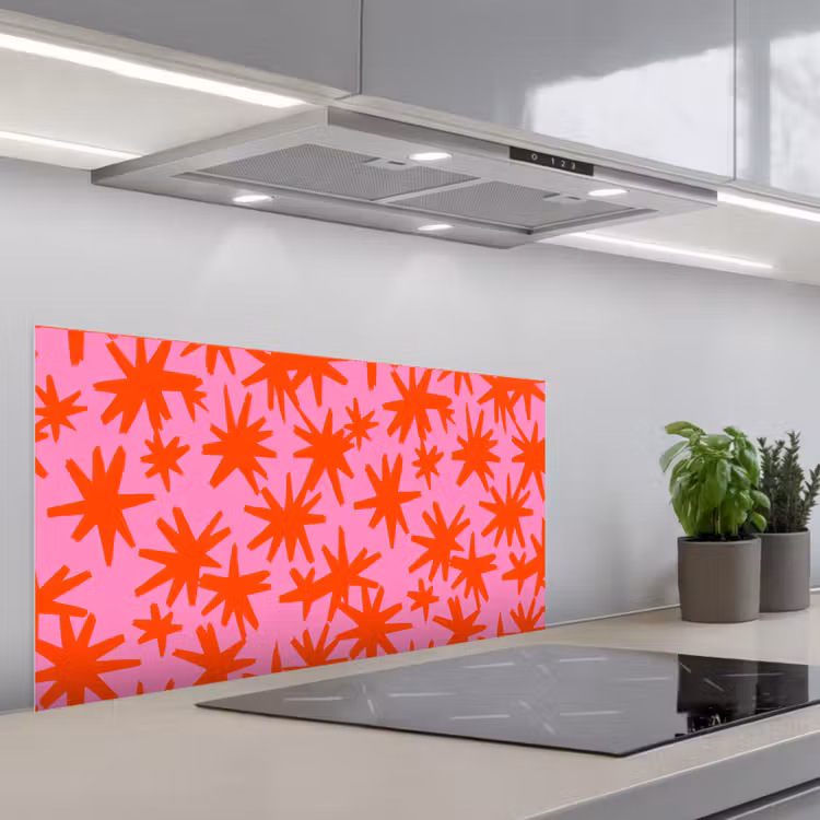 Modern - Sterren - Roze keuken achterwand spatscherm middel 899 -3d_schuin