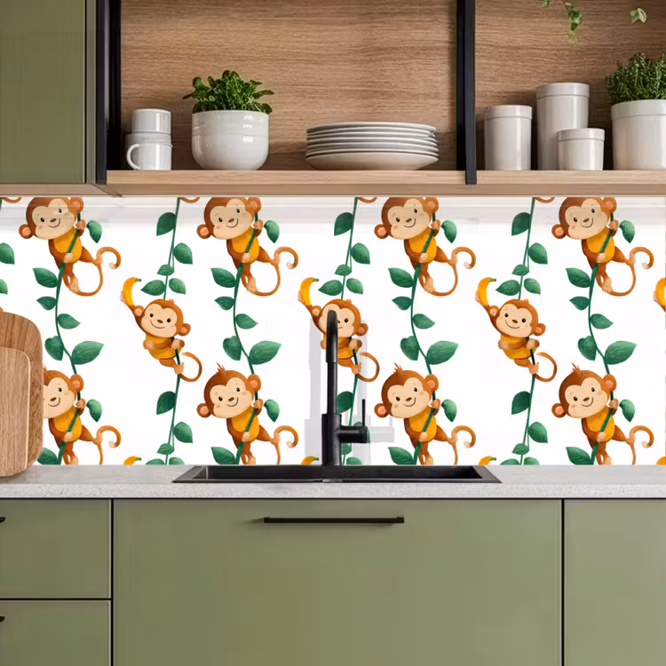 Apen - Lianen - Kleurrijk keuken achterwand 2 middel 871 -sfeer3
