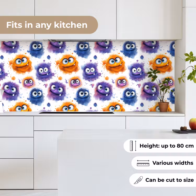 Monstertjes - Aquarel - Kleurrijk keuken achterwand 2 middel 871 -sfeer4_UK