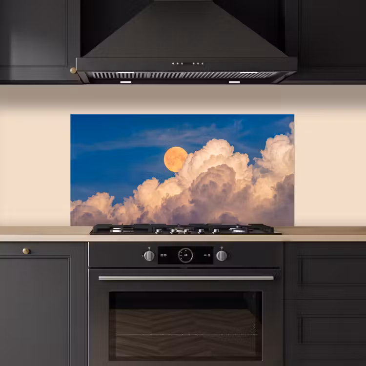 Maan - Wolken - Natuur - Oranje keuken achterwand spatscherm middel -sfeer1