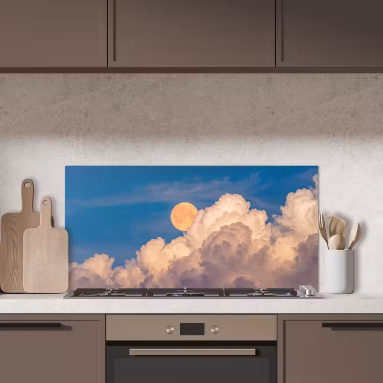 Maan - Wolken - Natuur - Oranje keuken achterwand spatscherm middel -sfeer2