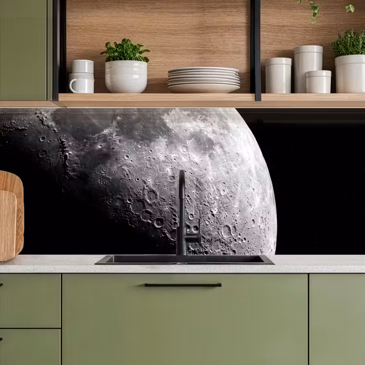 Kitchen Wall Splashback - Moon - Craters - Space - Maan - Kraters - Ruimte keuken achterwand 2 middel