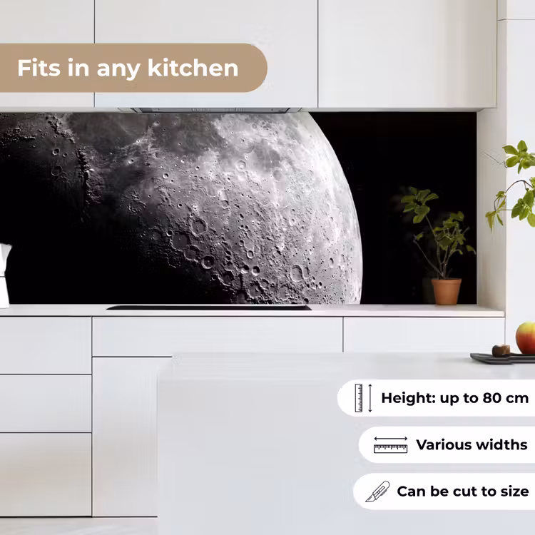 Kitchen Wall Splashback - Moon - Craters - Space - Maan - Kraters - Ruimte keuken achterwand 2 middel