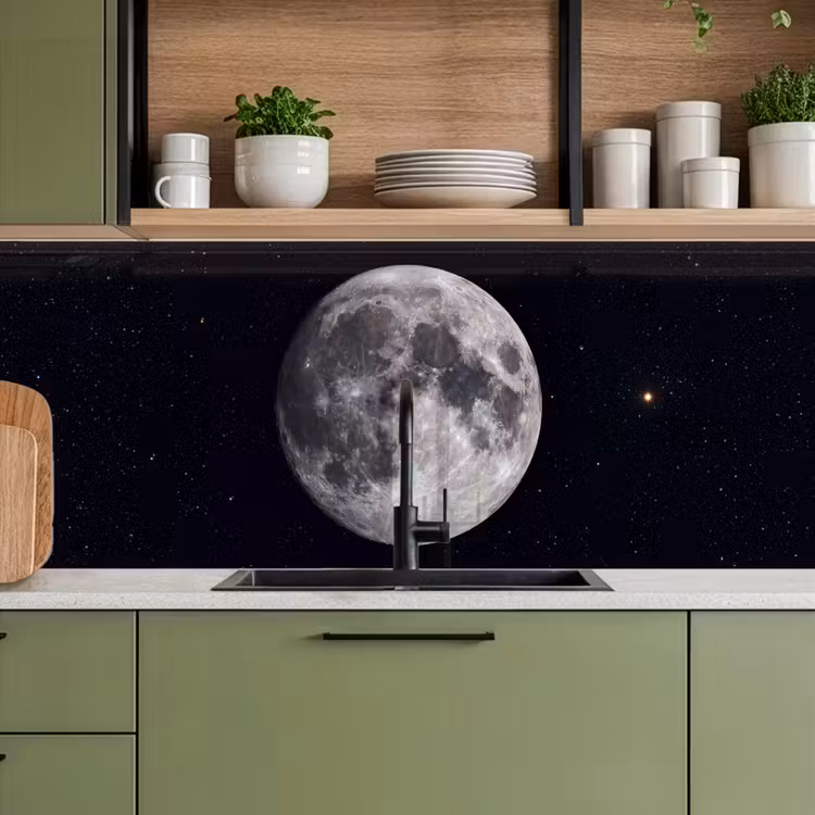 Kitchen Wall Splashback - Moon - Stars - Space - Maan - Sterren - Ruimte keuken achterwand 2 middel