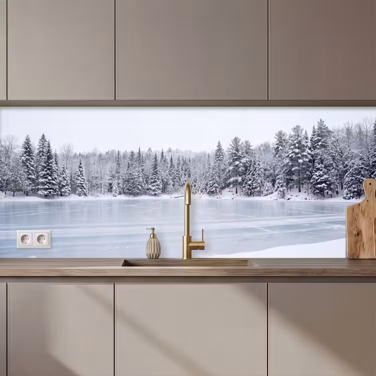 Meer - Dennen - IJs - Winter - Rustgevend keuken achterwand 2 middel zz_3dshopping