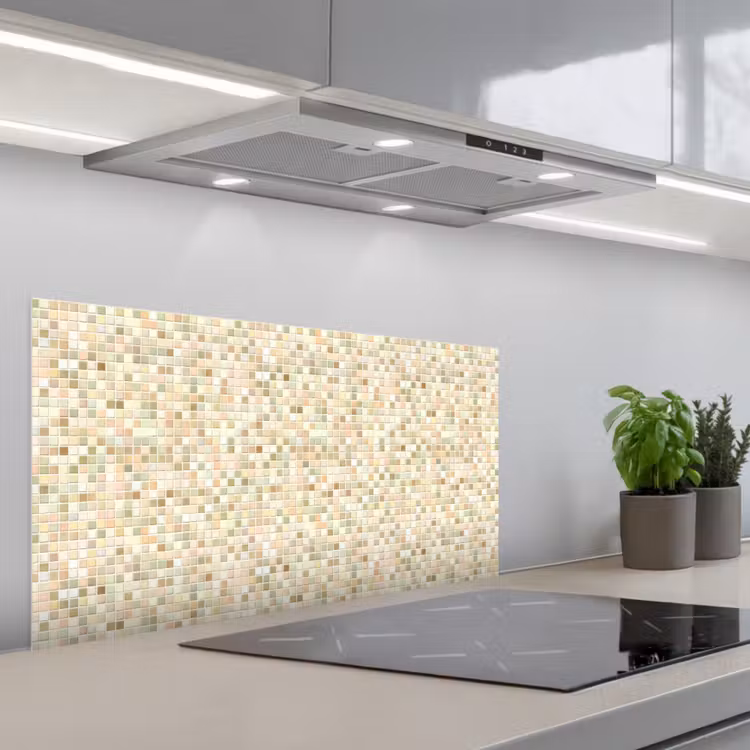 Mozaïek - Patroon - Beige keuken achterwand spatscherm middel 899 -3d_schuin