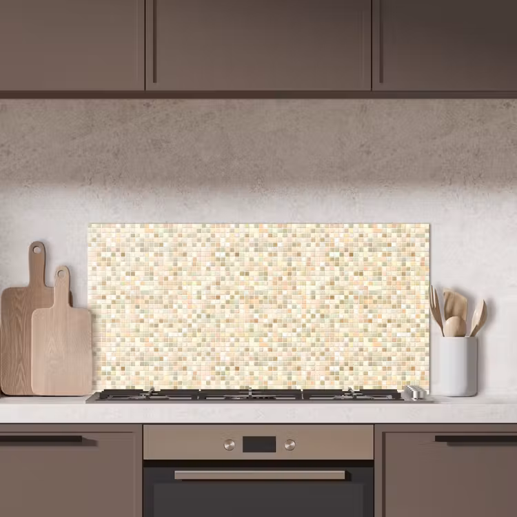 Mozaïek - Patroon - Beige keuken achterwand spatscherm middel 899 -sfeer2