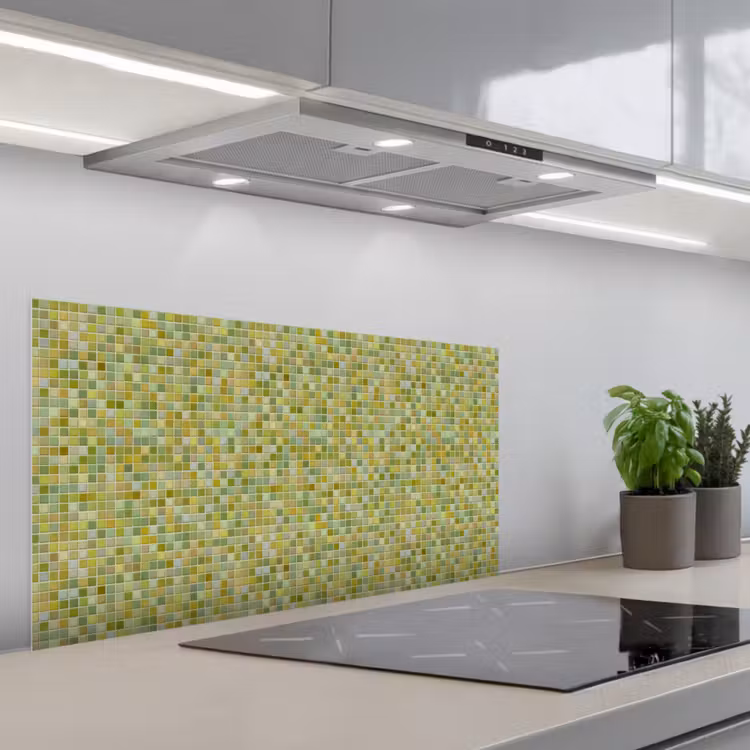 Mozaïek - Patroon - Groen keuken achterwand spatscherm middel 899 -3d_schuin