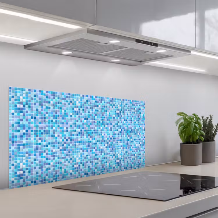 Mozaïek - Patroon - Turquoise keuken achterwand spatscherm middel 899 -3d_schuin