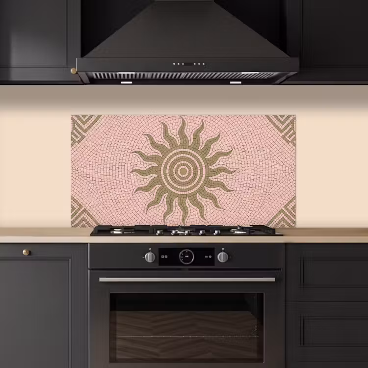 Mozaïek - Zon - Patroon - Klassiek - Roze keuken achterwand spatscherm middel -sfeer1