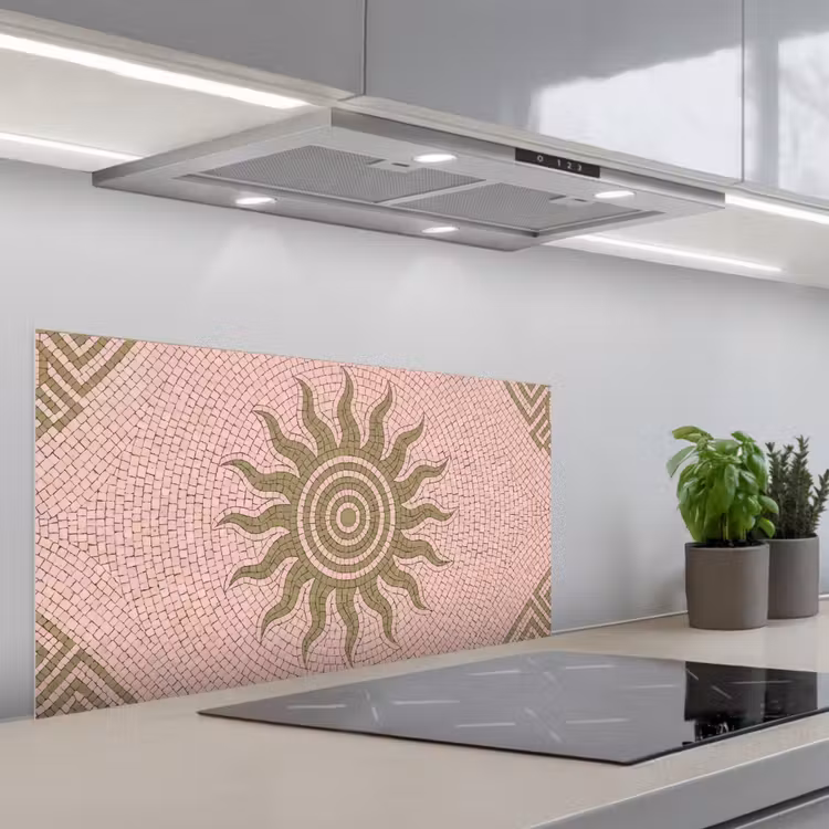 Mozaïek - Zon - Patroon - Klassiek - Roze keuken achterwand spatscherm middel -3d_schuin