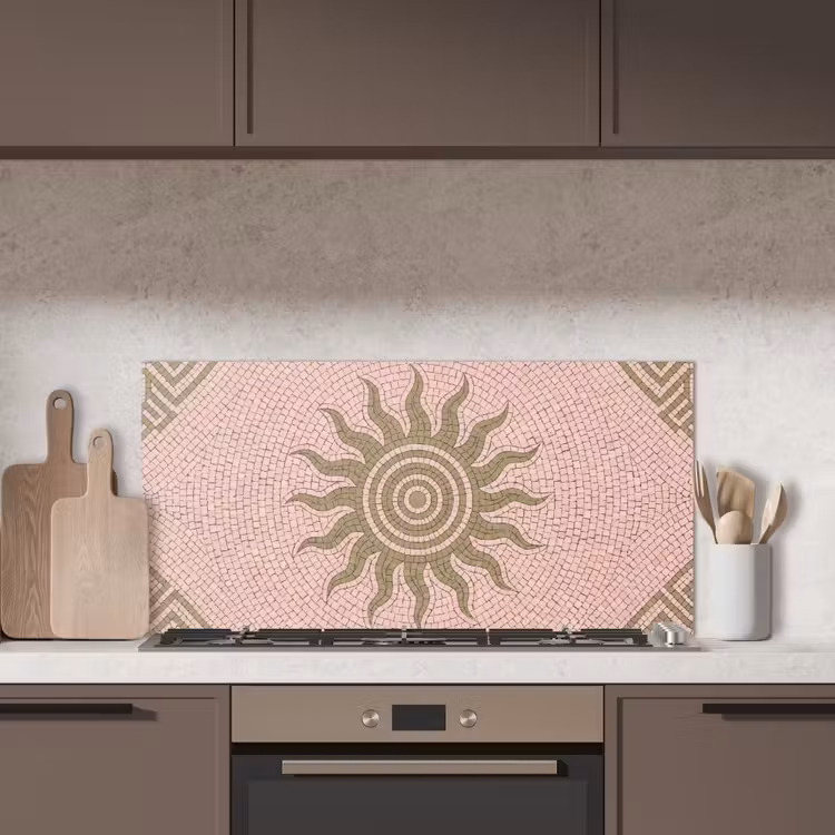 Mozaïek - Zon - Patroon - Klassiek - Roze keuken achterwand spatscherm middel -sfeer2